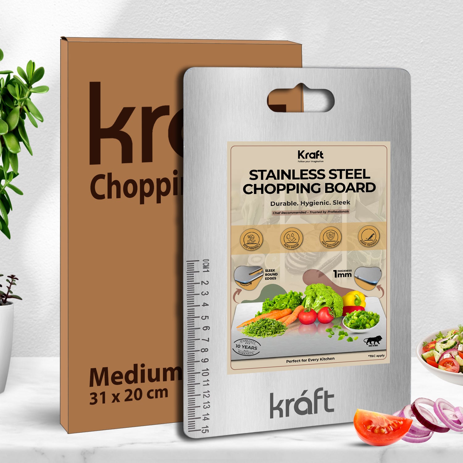 Kraft stainless steel chopping board kitchen cutting tool