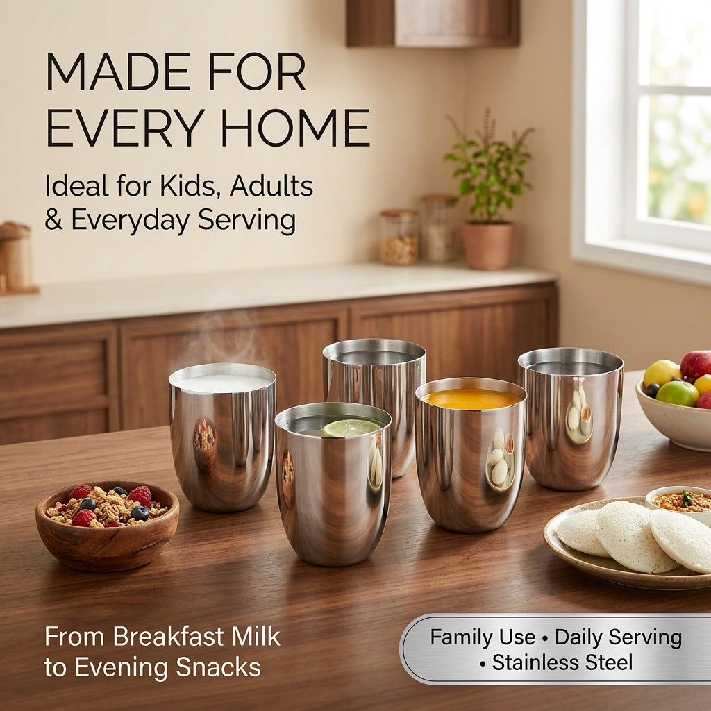 Kraft stainless steel Premium glass set 6pc 350ml multipurpose drinking