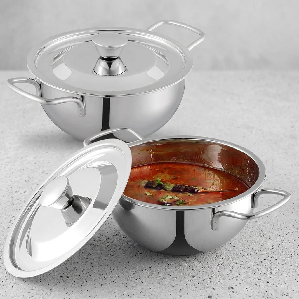 Kraft Roma stainless steel serving bowl set lifestyle table