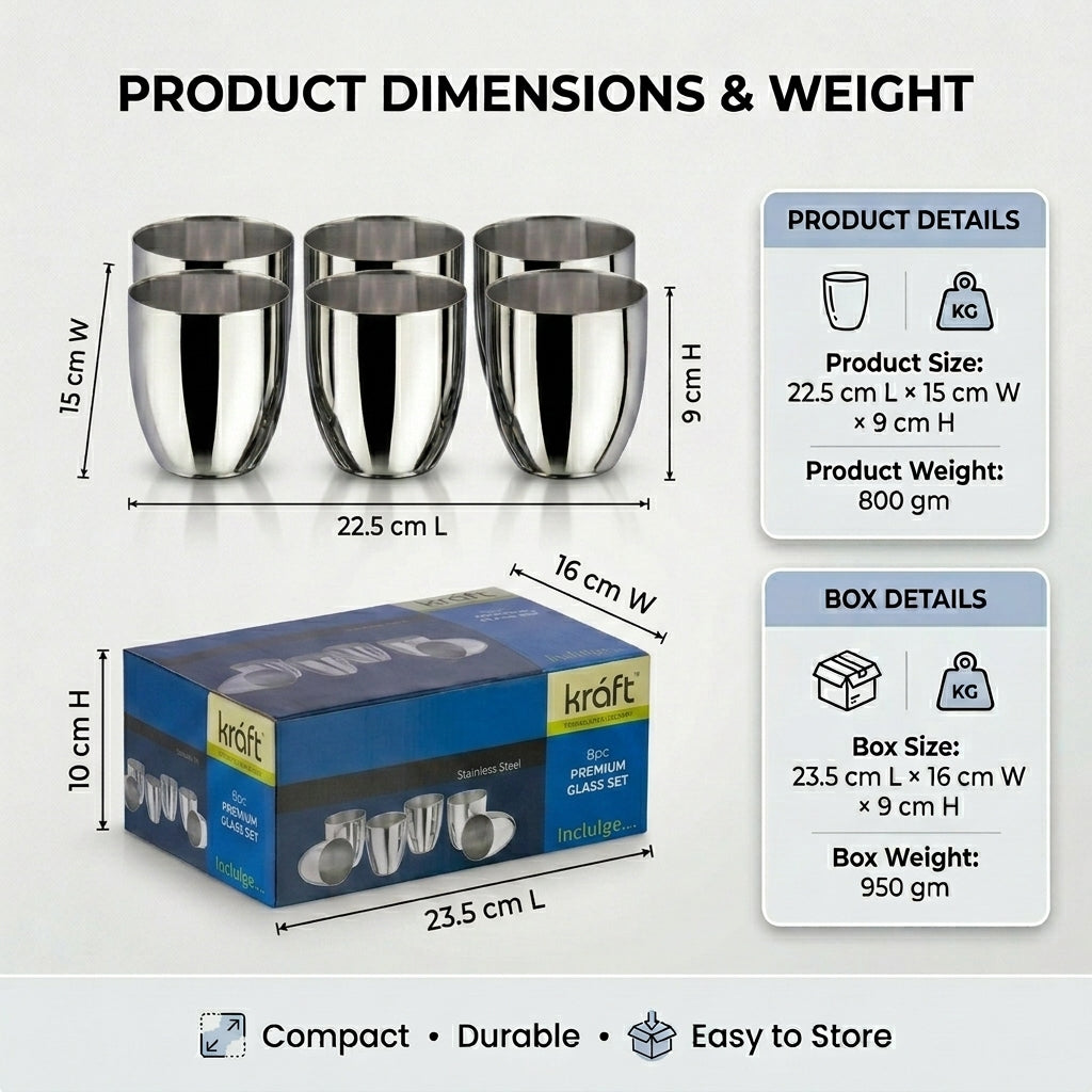 Kraft stainless steel Premium glass set 350ml view 4
