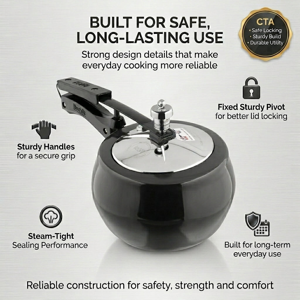 Kraft hard anodised inner lid pressure cooker view 5