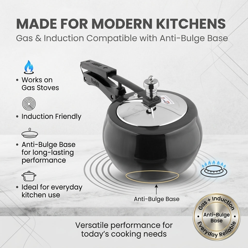 Kraft hard anodised inner lid pressure cooker view 4