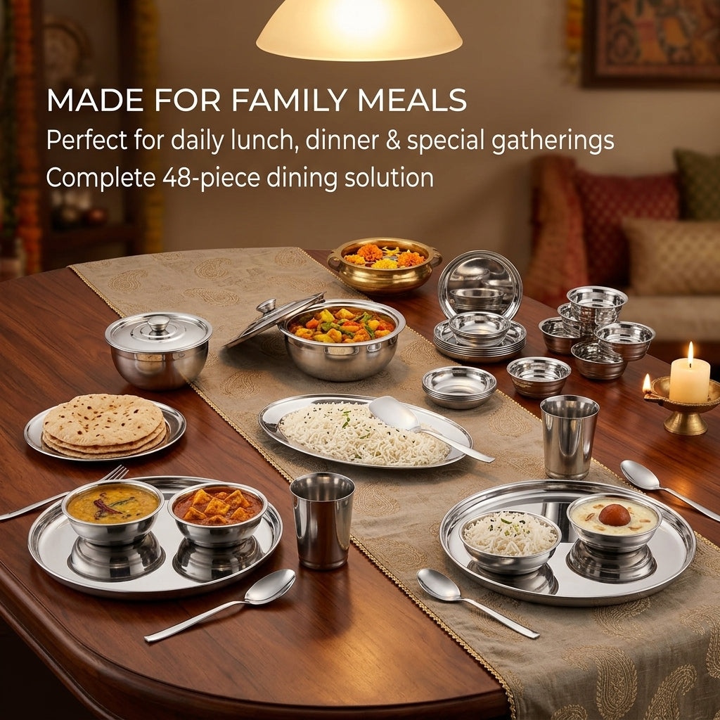 Kraft stainless steel Pari dinner set 48pc view 3