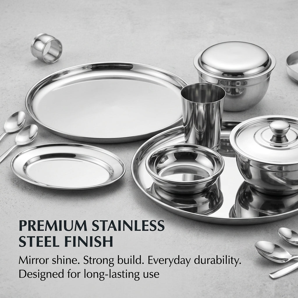 Kraft stainless steel Pari dinner set 48pc table