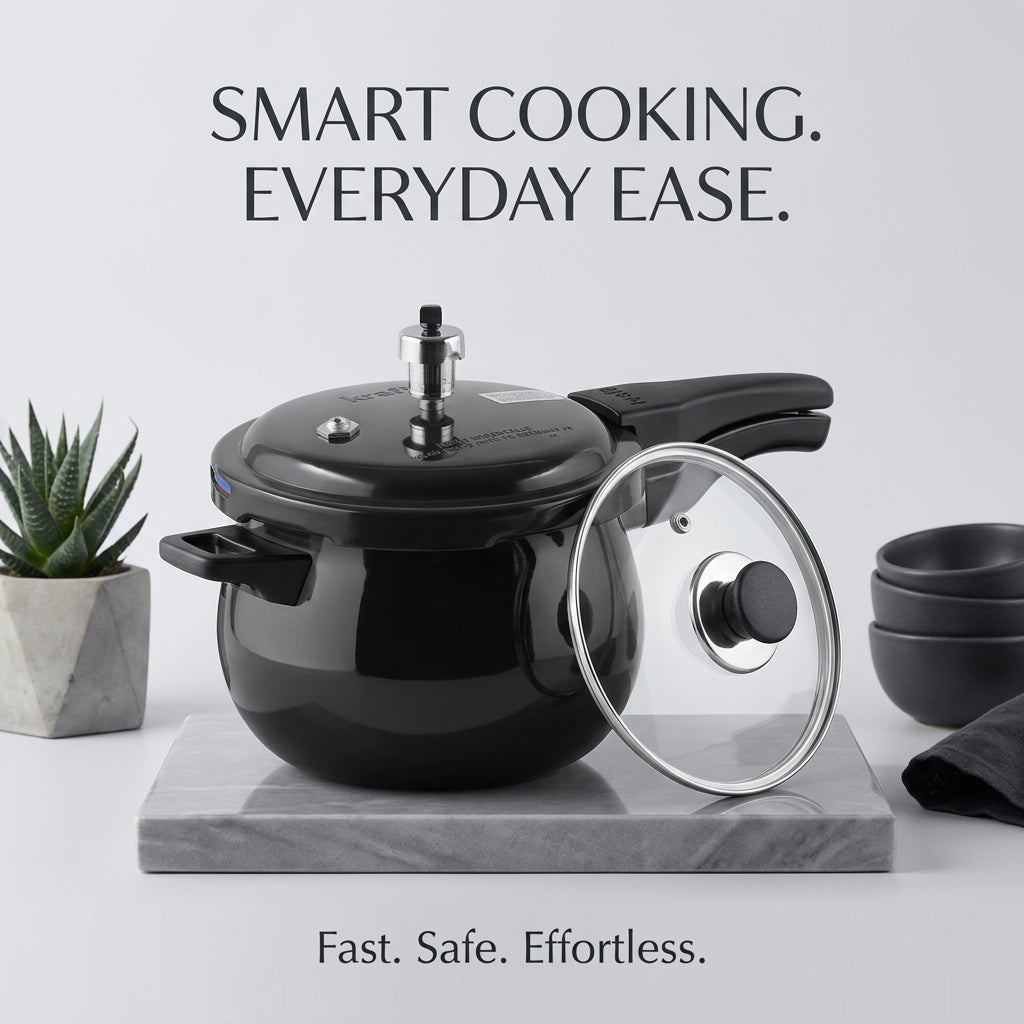 Kraft hard anodised pressure cooker induction view 2