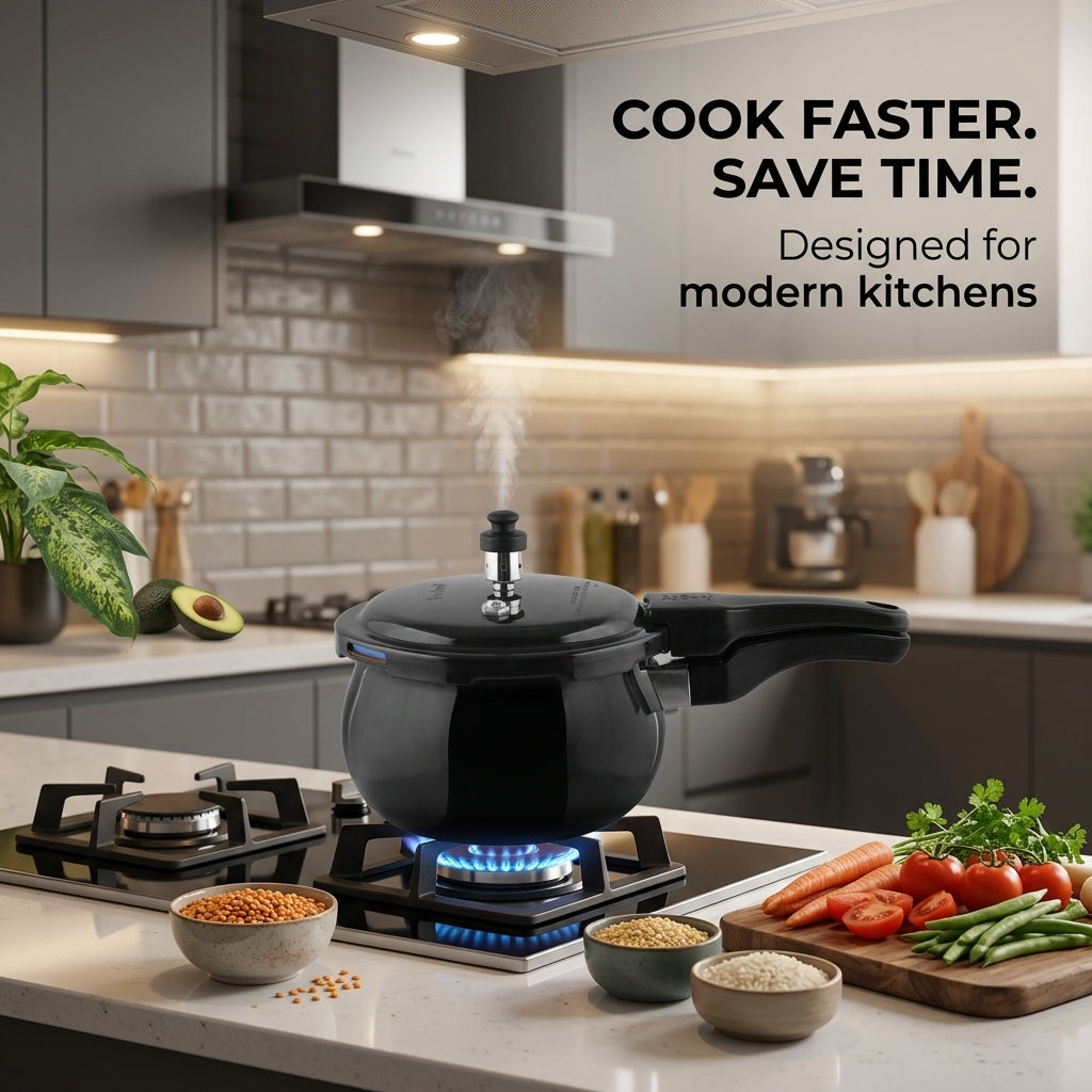 Kraft hard anodised pressure cooker induction view 4