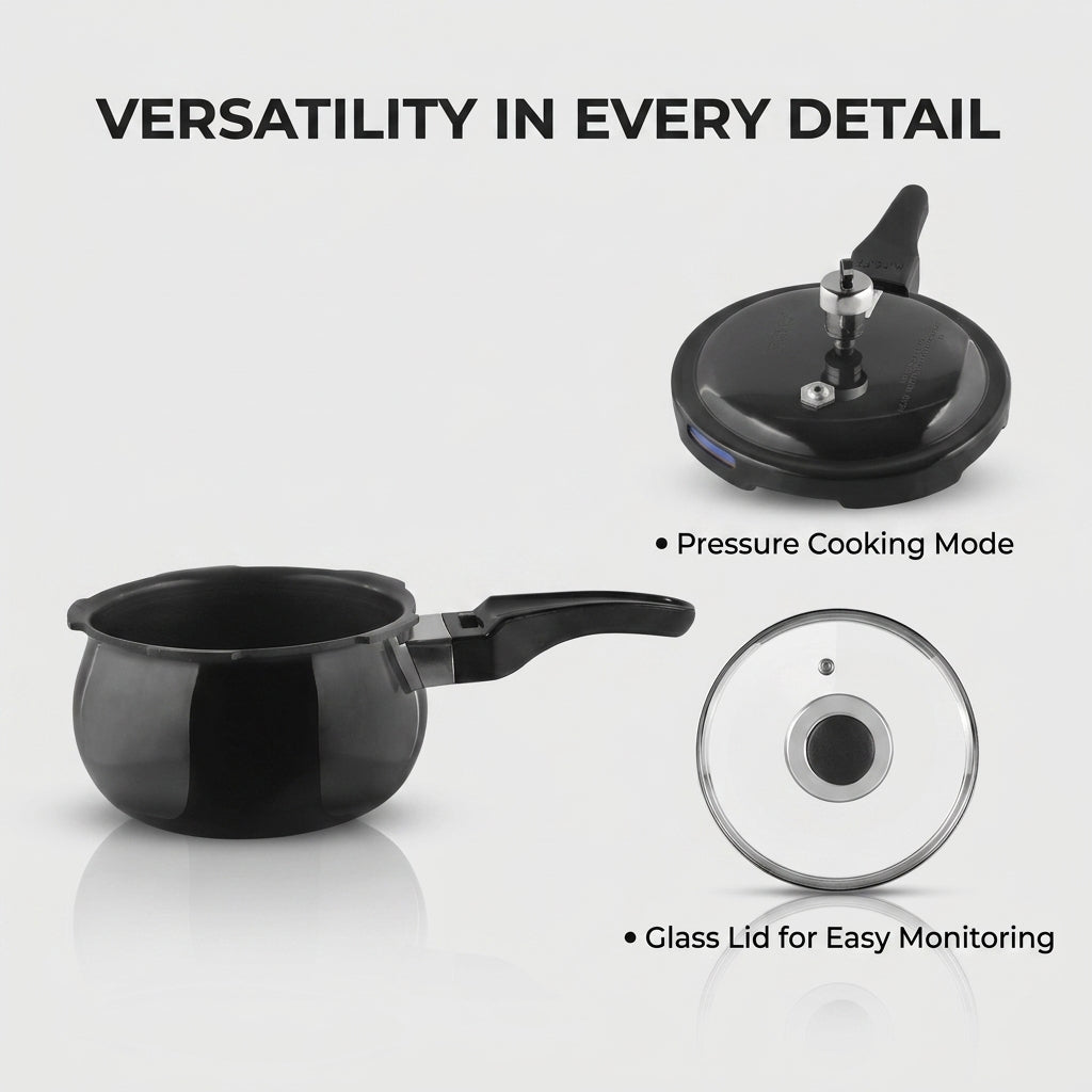 Kraft hard anodised pressure cooker induction features