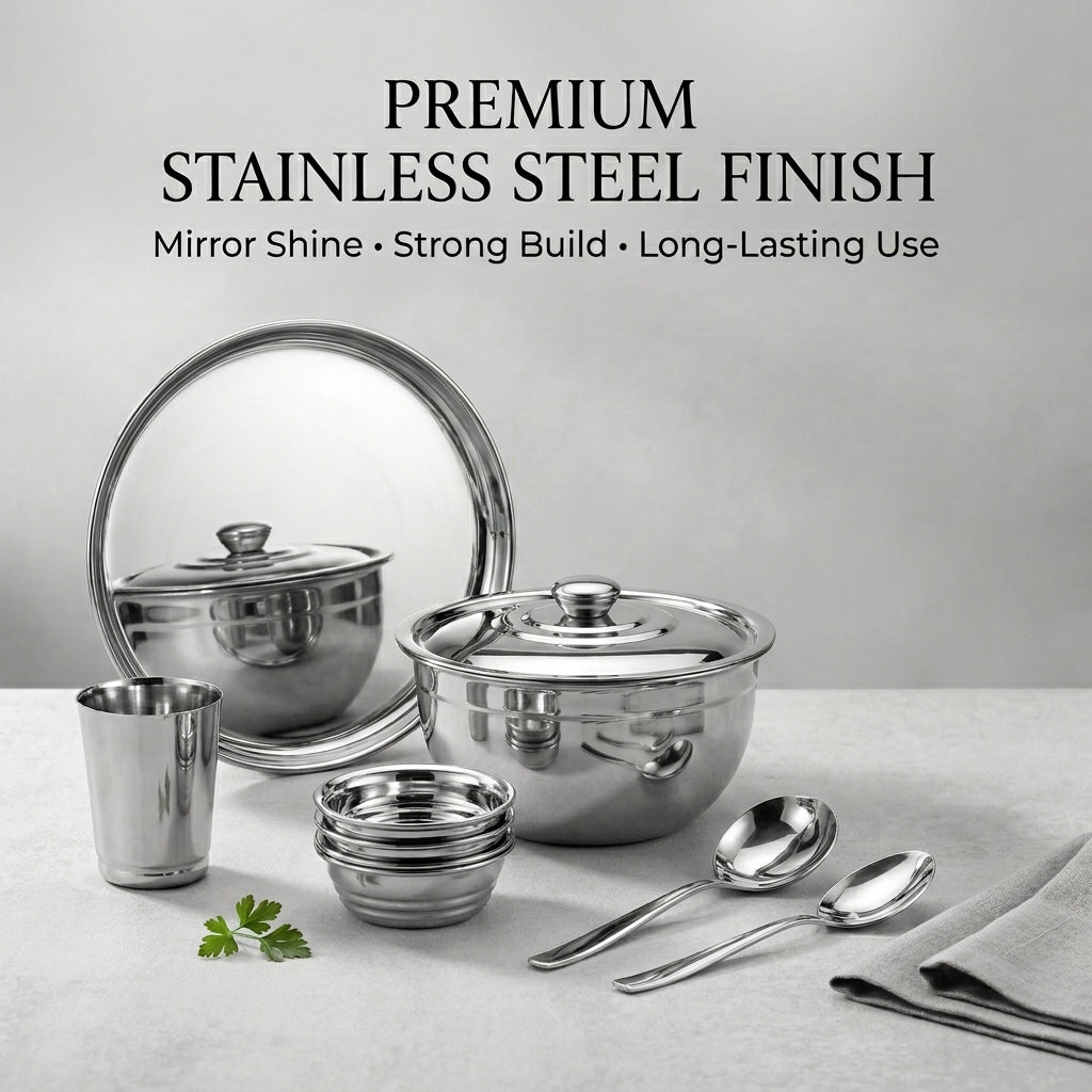 Kraft Celebration stainless steel dinner set 60pc detail