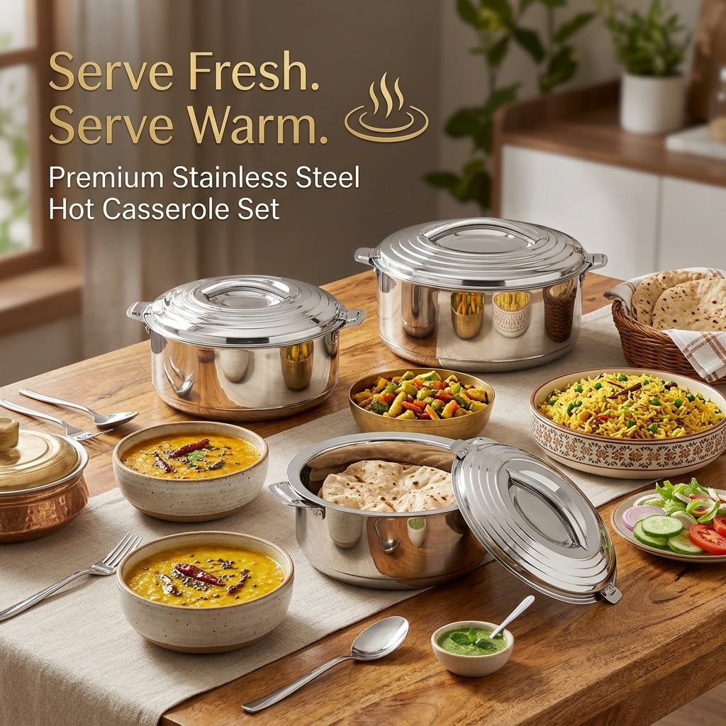 Kraft Mars stainless steel casserole set 3pc lifestyle insulated