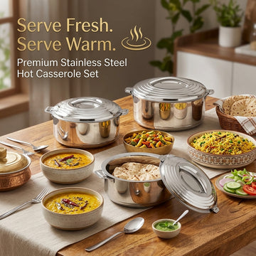Kraft Mars stainless steel casserole set 3pc lifestyle insulated