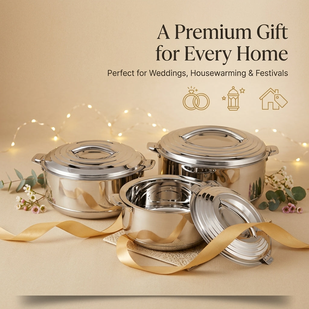 Kraft Mars stainless steel casserole set 3pc lifestyle