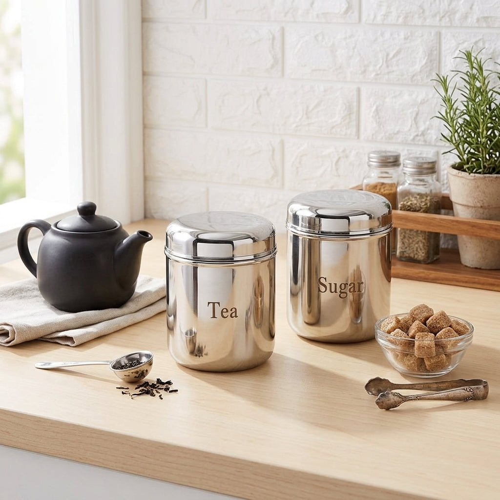 Kraft Prime stainless steel canister set 2pc kitchen storage