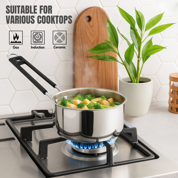 Kraft Deluxe 18G Stainless Steel Saucepan  – Size 10, 11 & 12  (Induction Friendly)