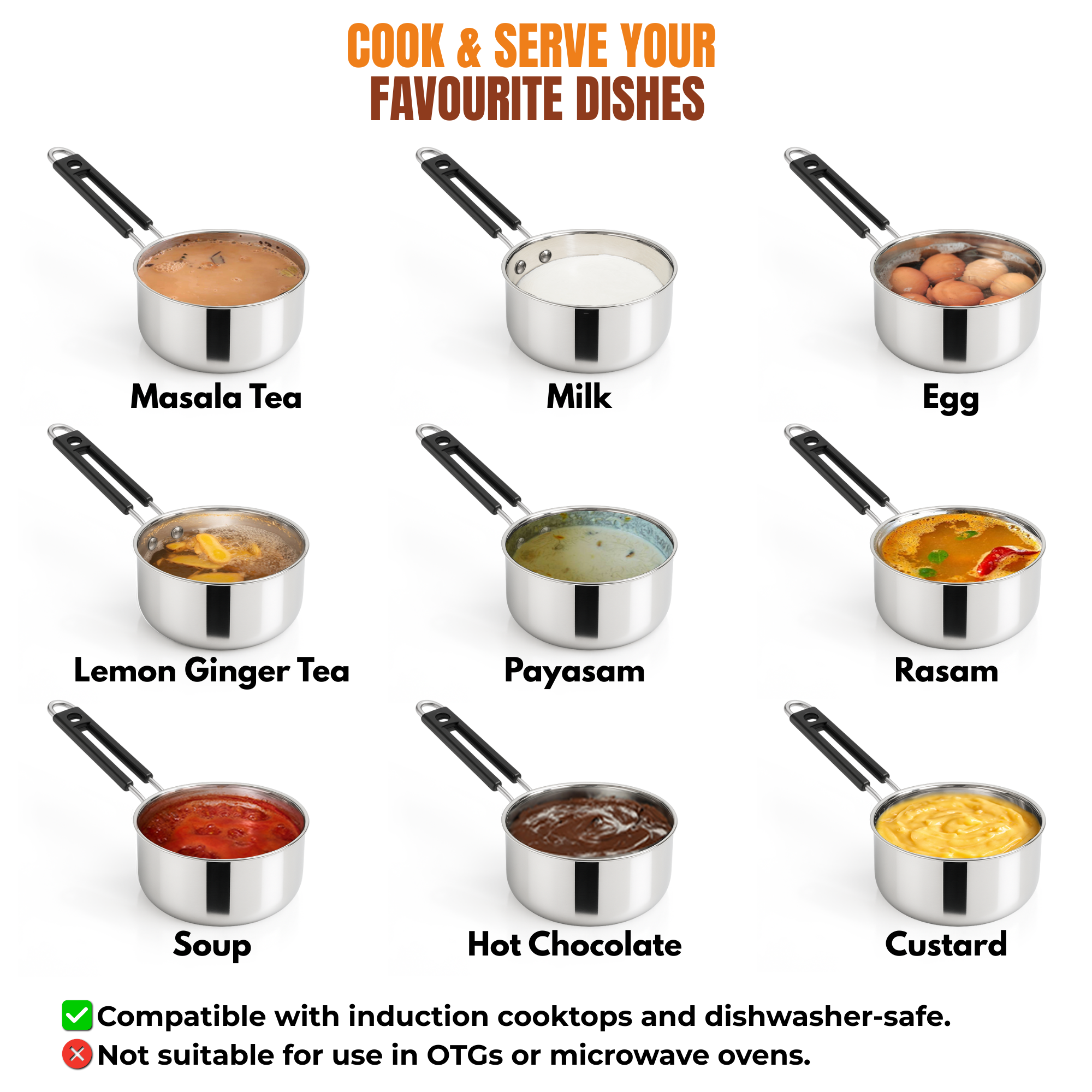 Kraft Deluxe 18G Stainless Steel Saucepan  – Size 10, 11 & 12  (Induction Friendly)