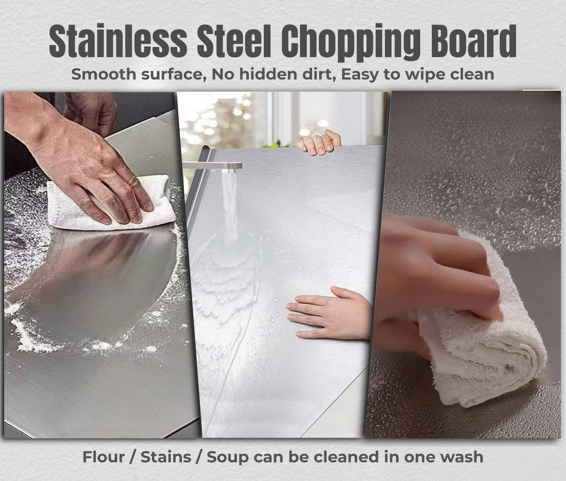 Kraft stainless steel L-shaped chopping board view 5 overview