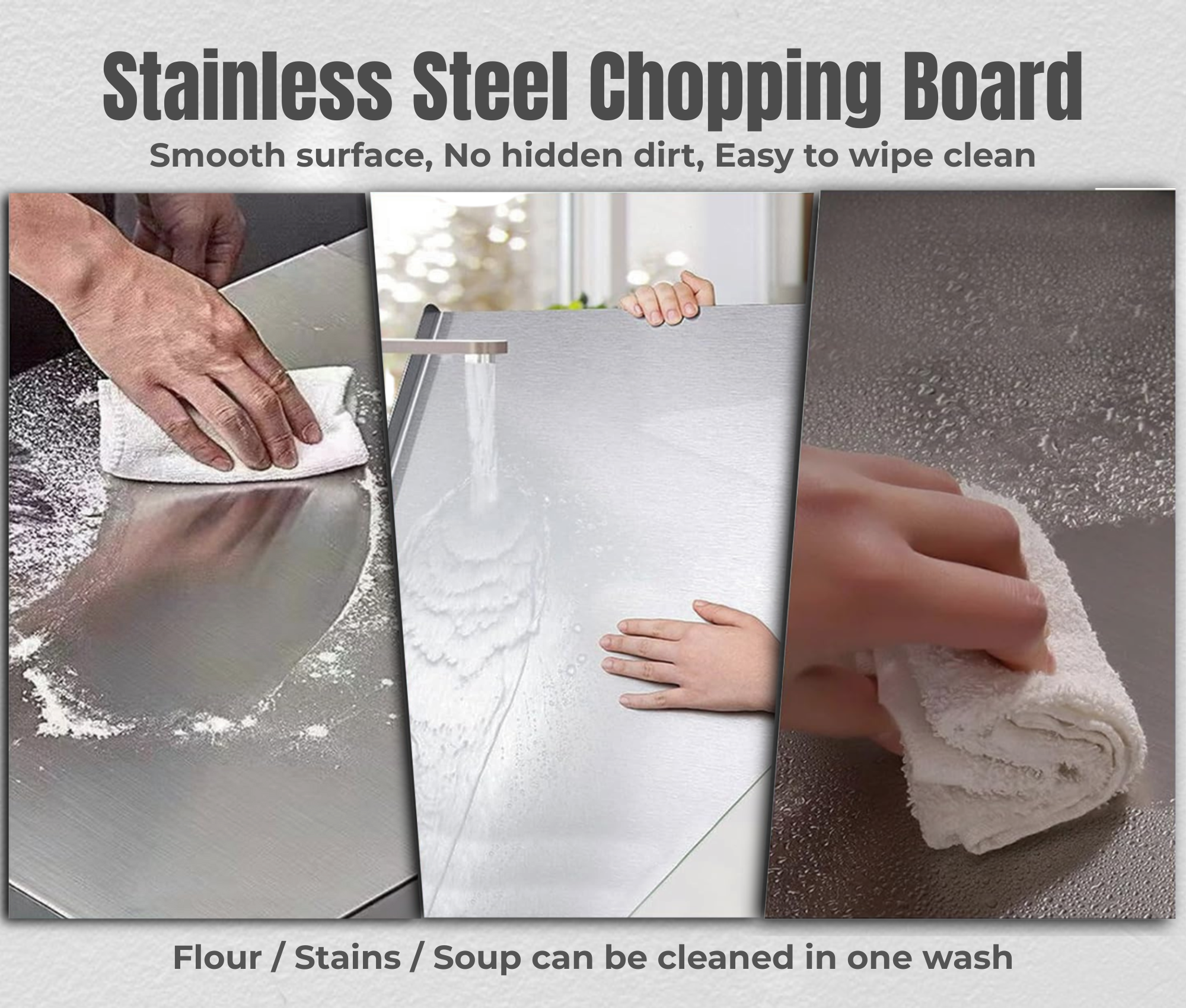 Kraft stainless steel L-shaped chopping board view 5 overview