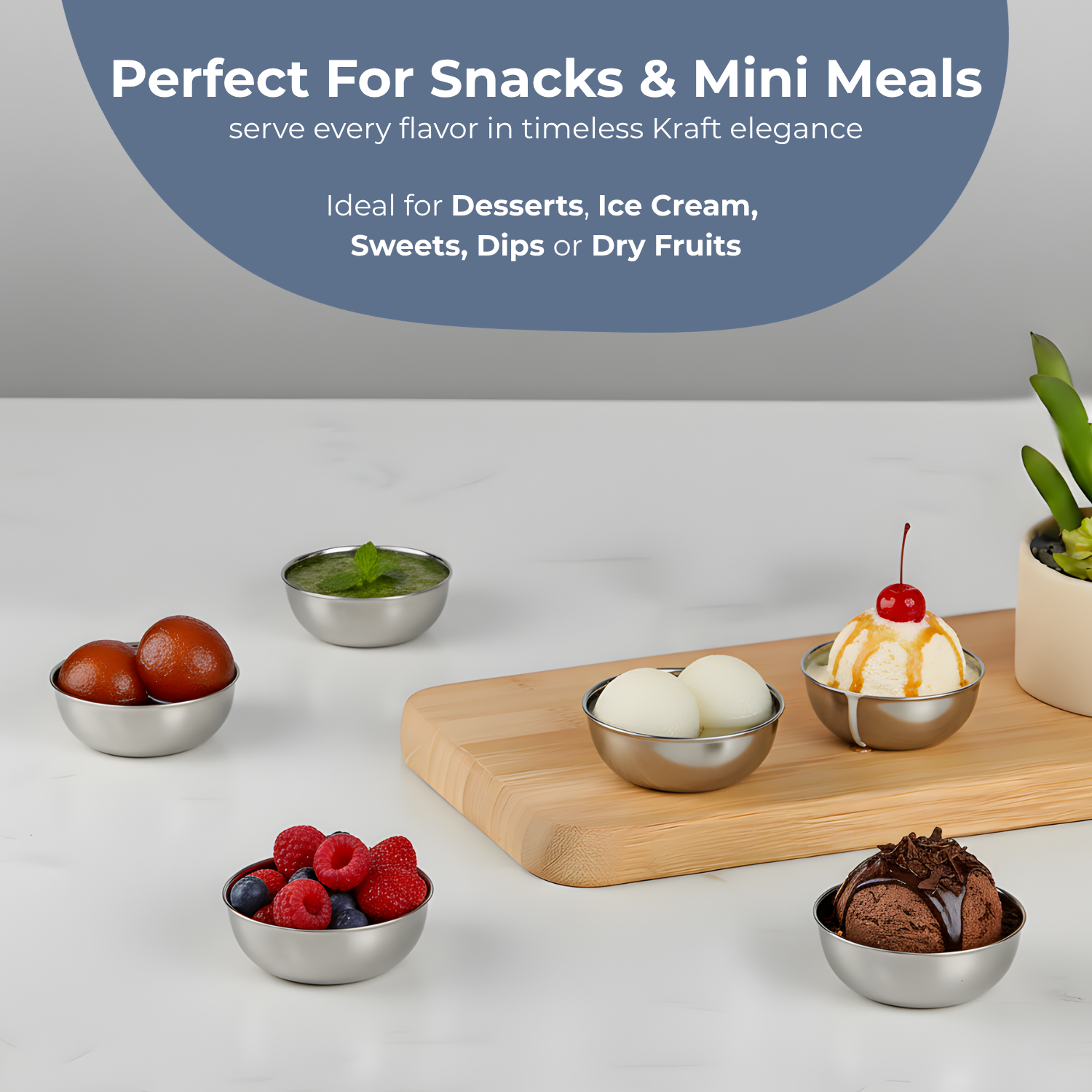 Kraft stainless steel Deluxe steel bowl set serving