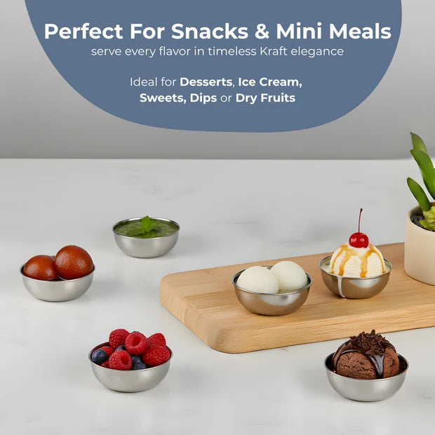 Kraft Glass & Stainless Steel Katori Combo Set of 7