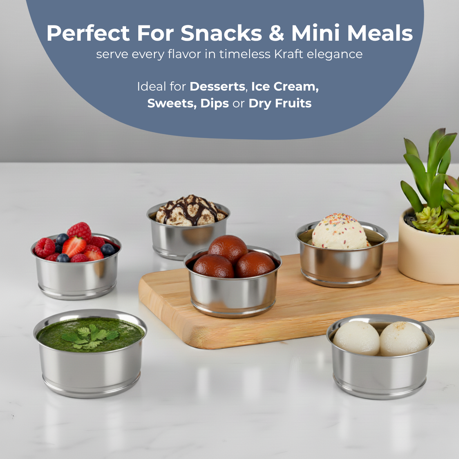 Kraft stainless steel Pari steel bowl set of 6 serving