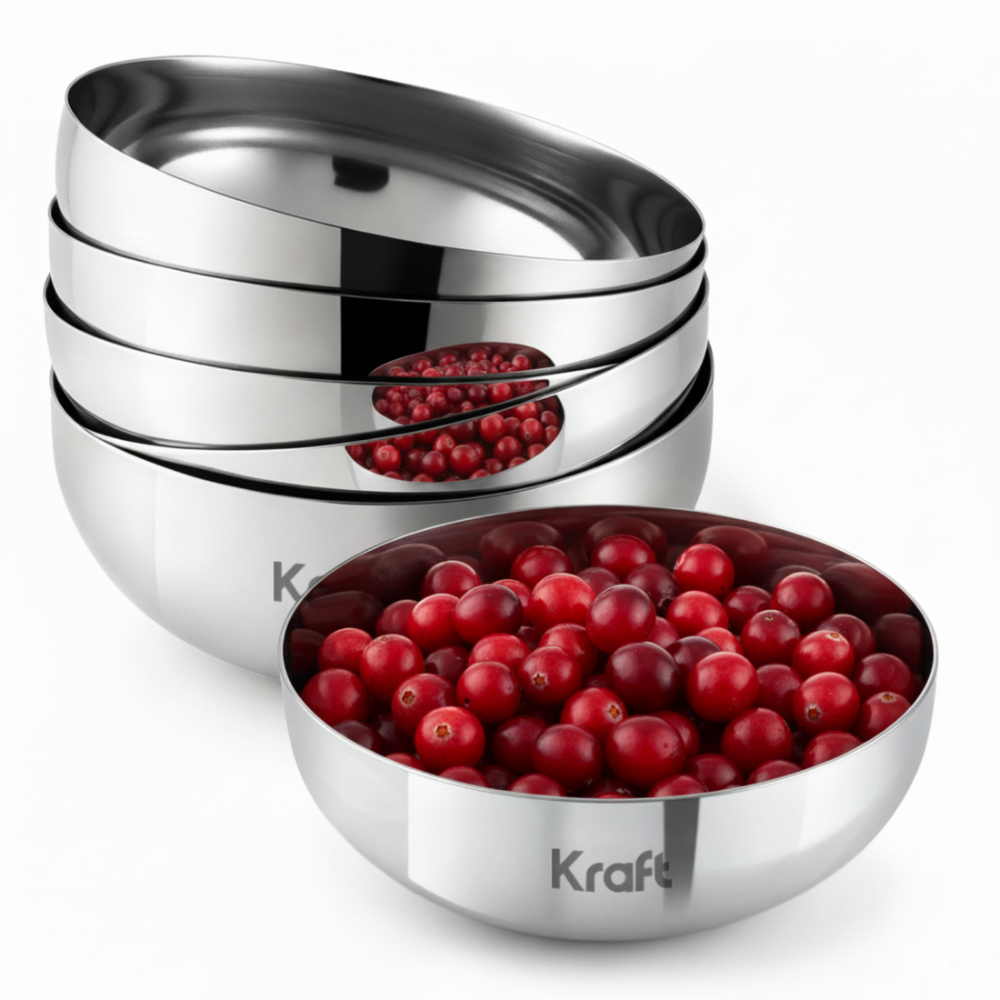 Kraft stainless steel Deluxe vati katori set 6pc serving bowls tableware