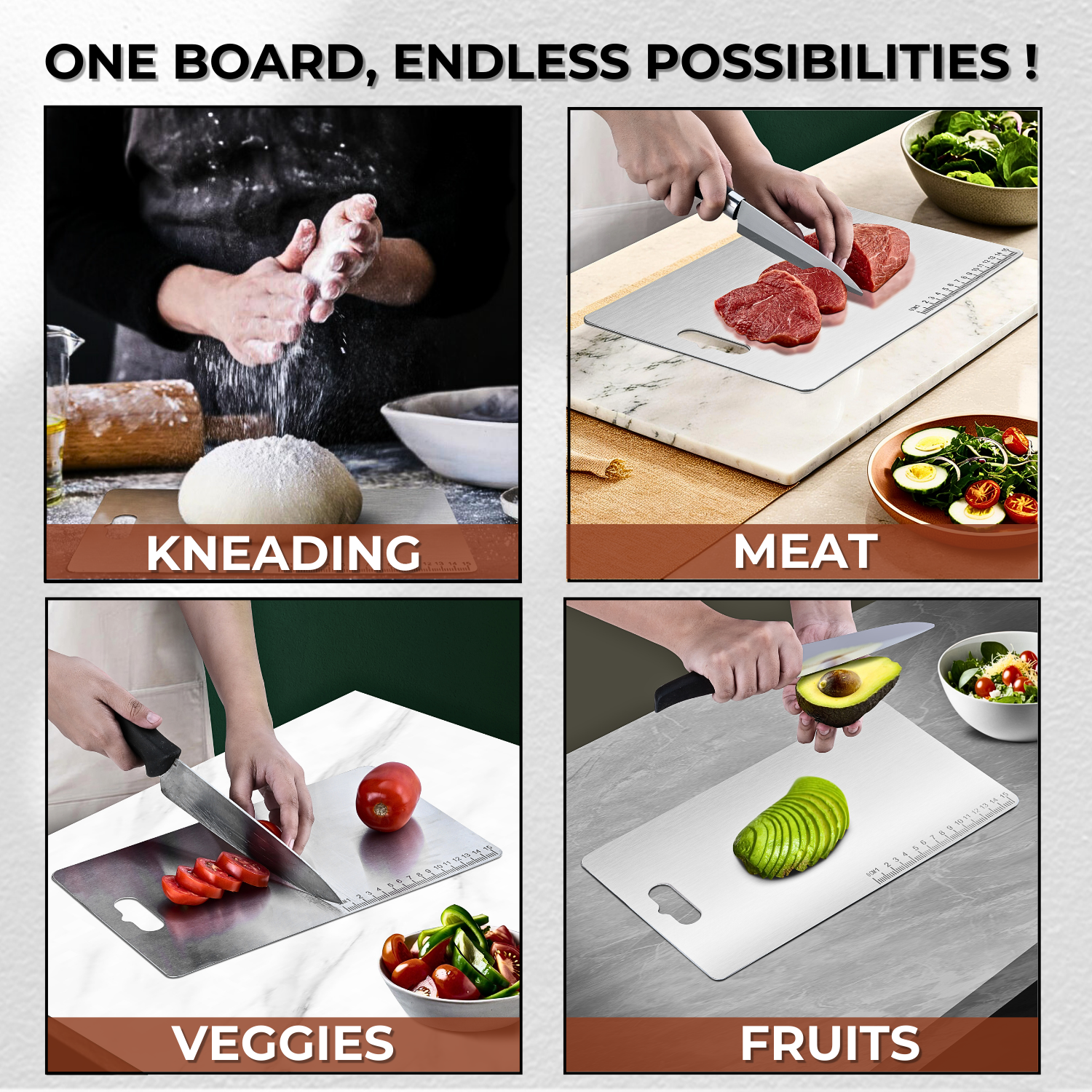 Kraft stainless steel large cutting board hygienic kitchen