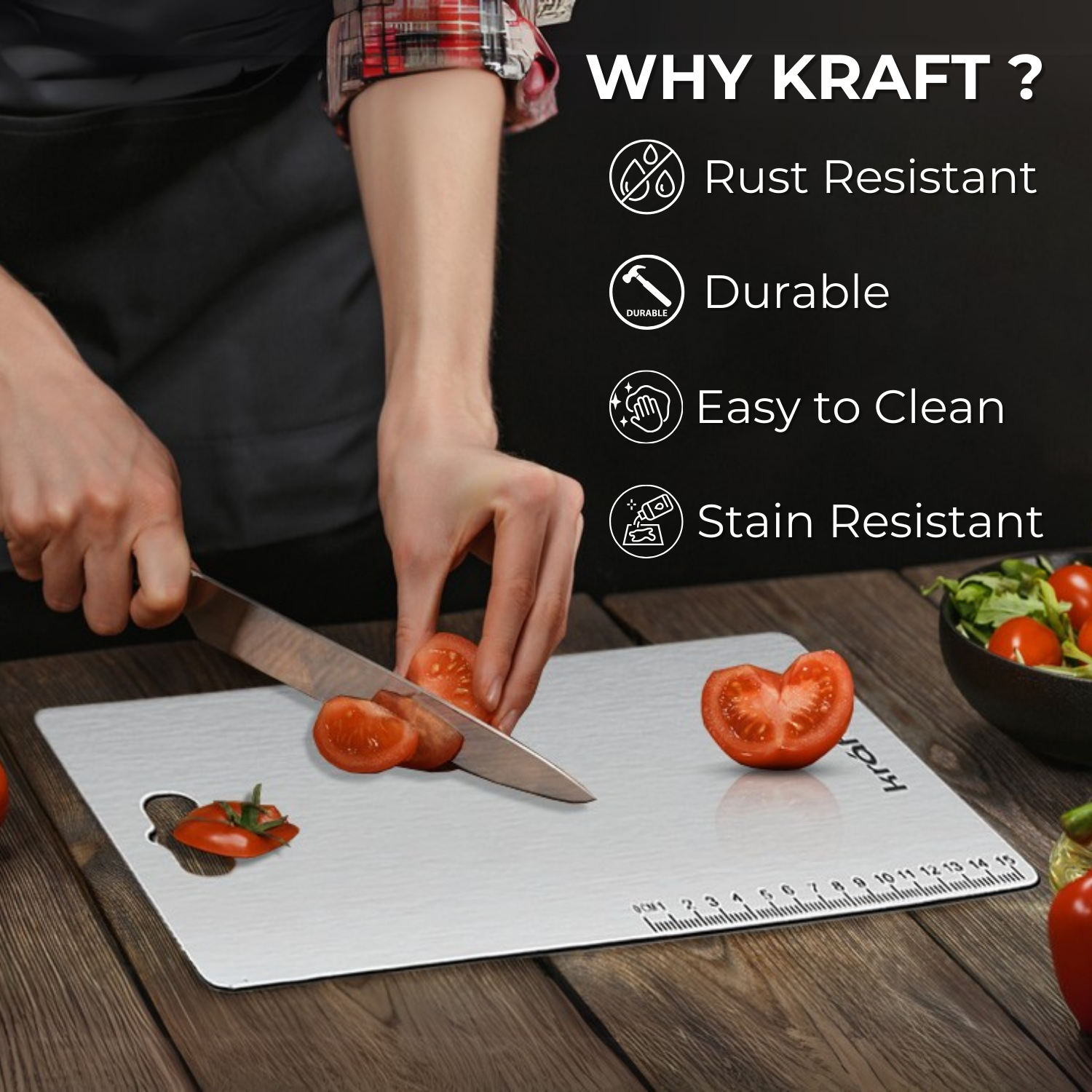 Kraft stainless steel chopper board vegetable chopping kitchen